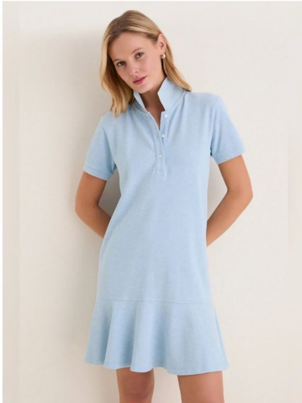 Tuckernuck $148 Light Blue Pique May Polo Dress M Preppy Coastal Beach Resort
